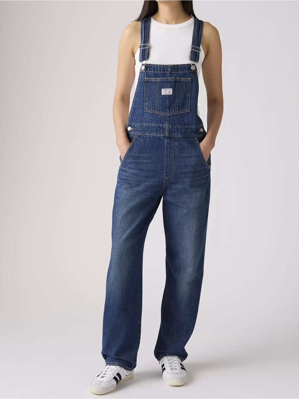 EMMIOL Hello Women's Blue Denim Baggy Overalls Size 8 Side Zipper Belt Hooks